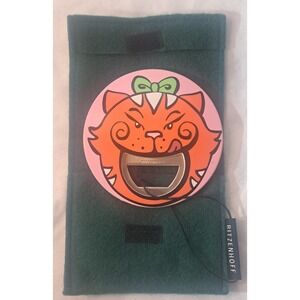 Vintage Germany Ritzenhoff Double-Sided Dog/Cat Face Bottle Opener w/ Pouch NEW